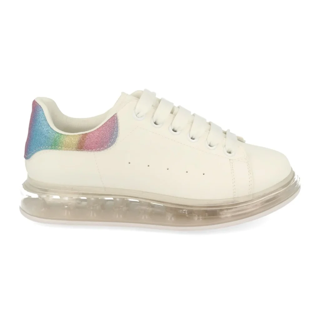 Sneakers para mujer con piso transparente y cordones