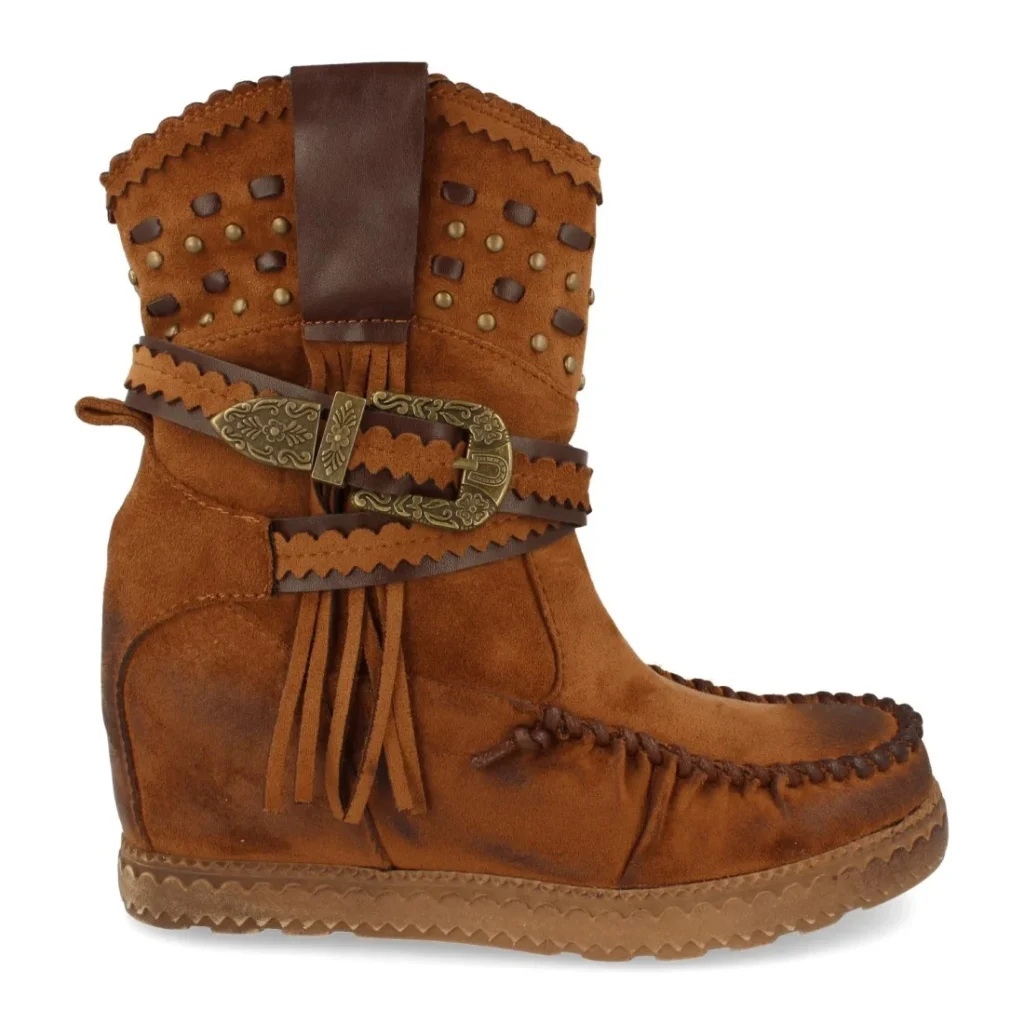 Bota de estilo indio con correas y hebilla para mujer (9706)