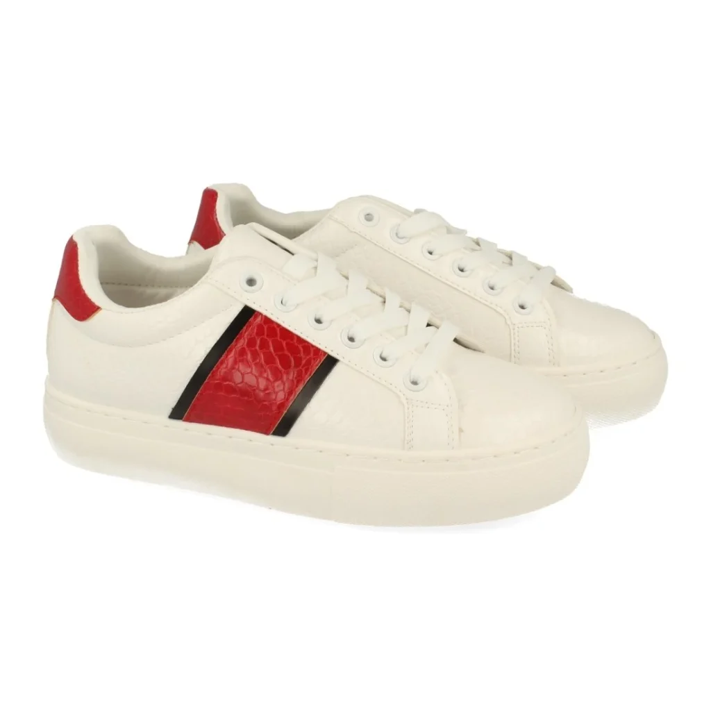 Zapatilla de mujer con franja en talón y cordones