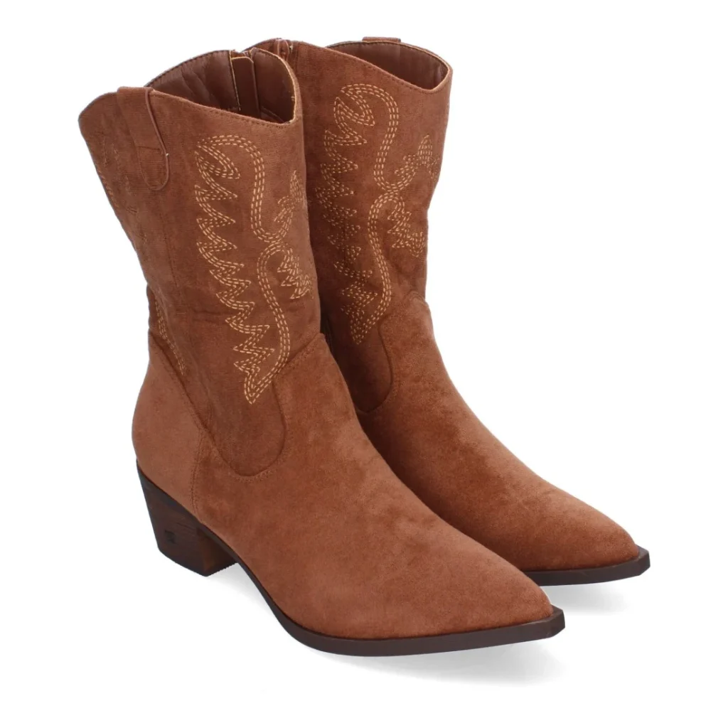 Botas estilo cowboy para mujer, cómodas con adornos bordado