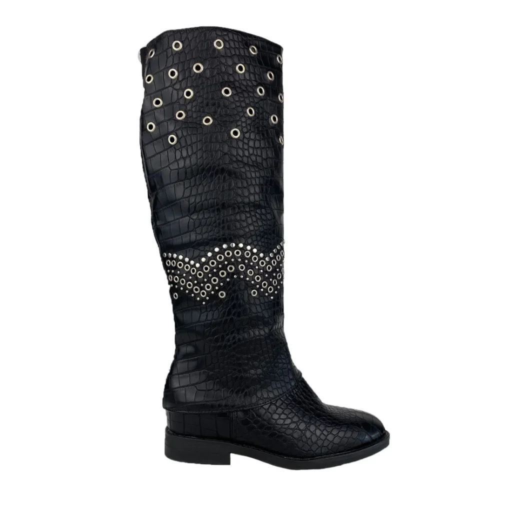 Bota de cocodrilo con cremallera para mujer