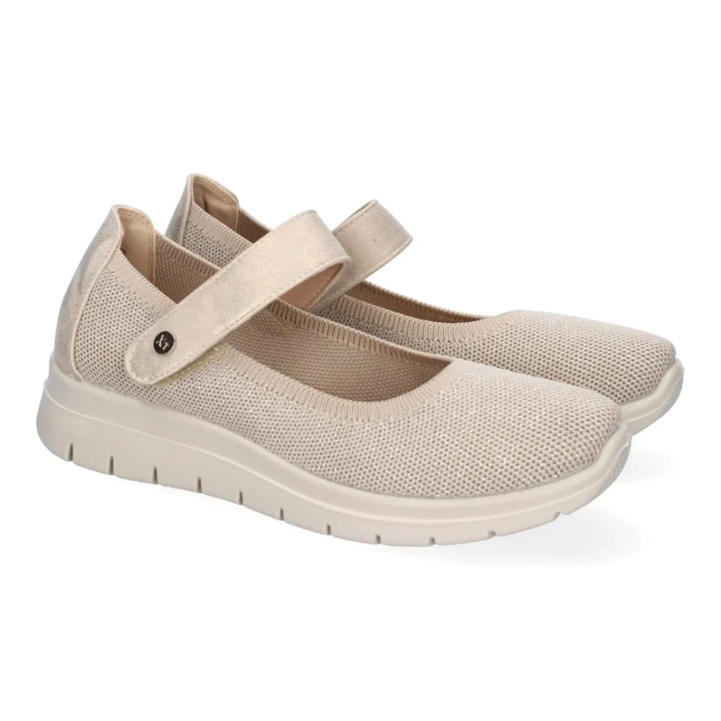 Zapatilla plana cómoda para mujer, material elástico, cierre de velcro