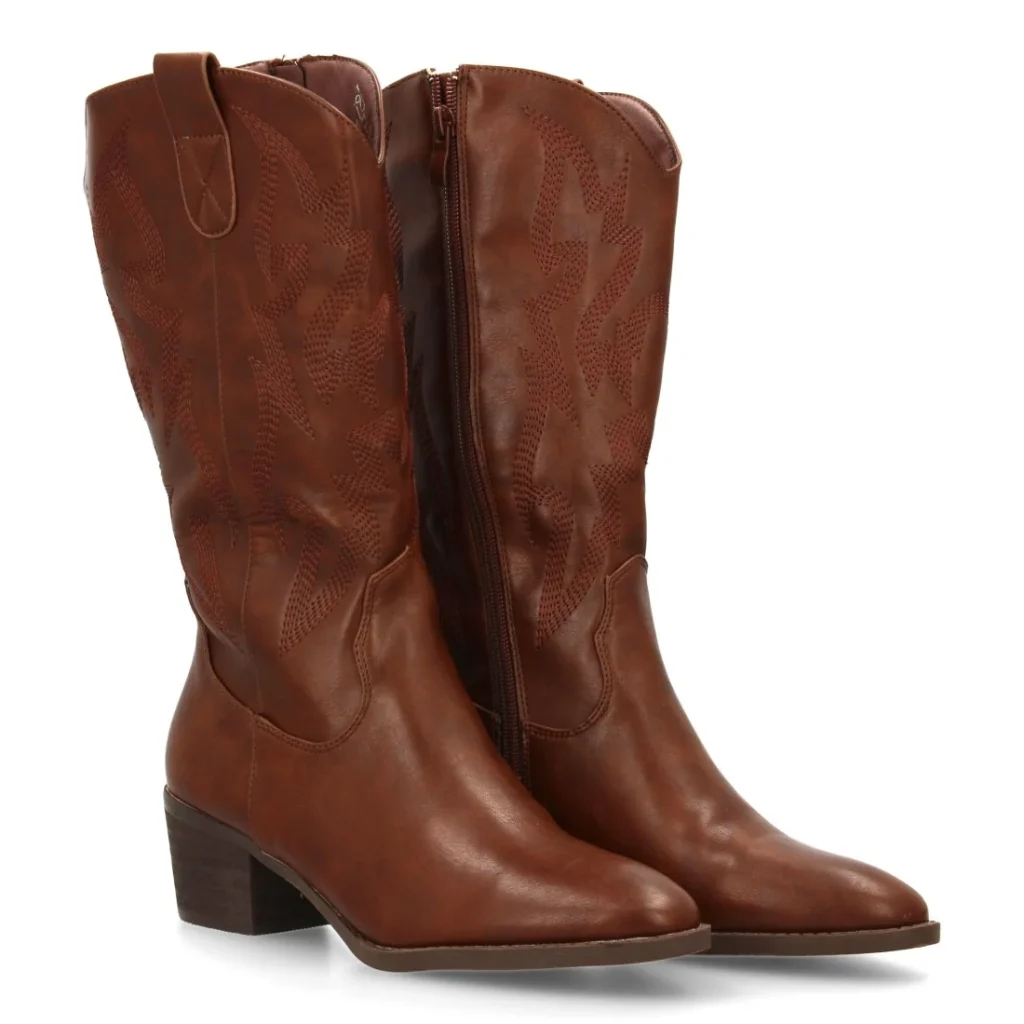 Bota cowboy con diseño en caña para mujer