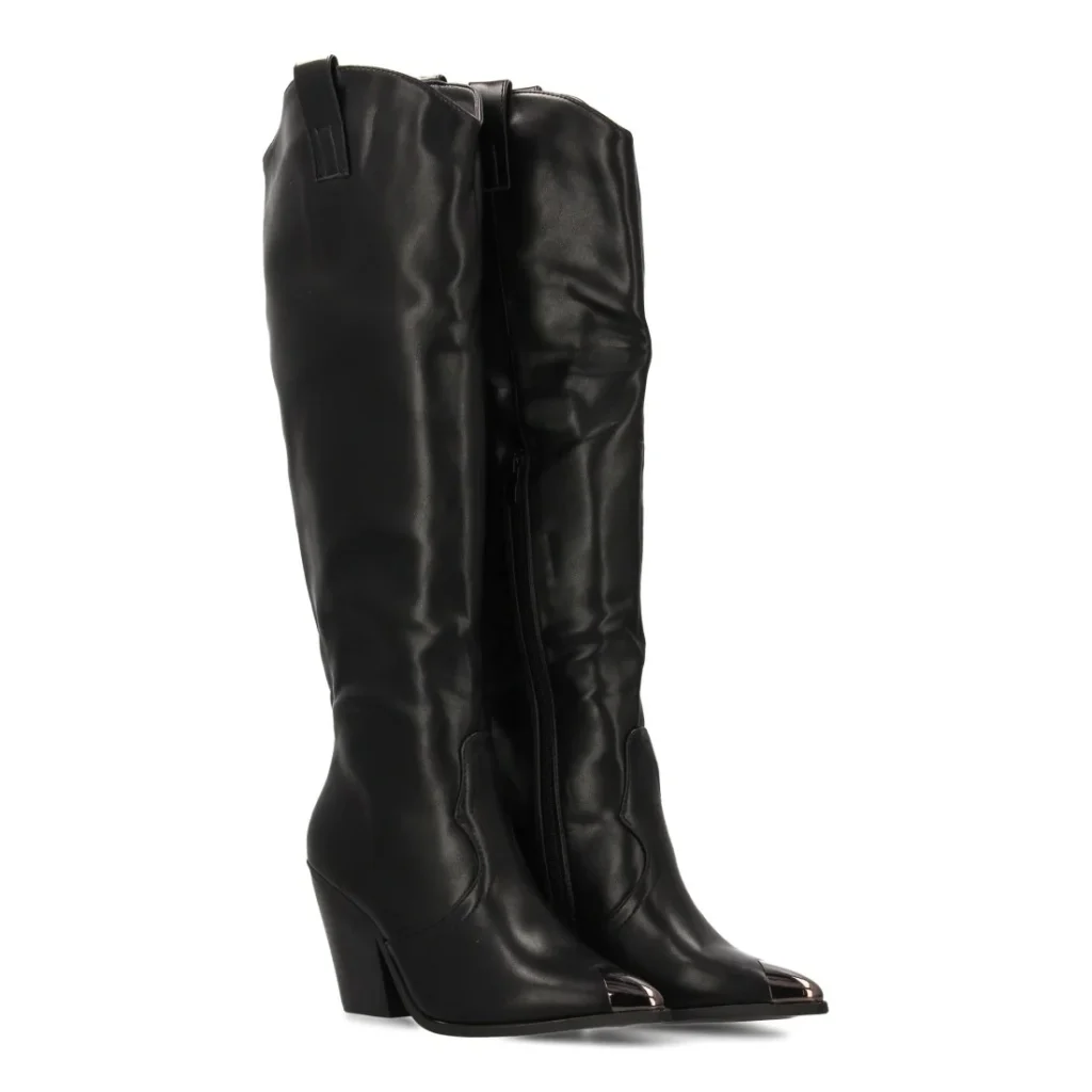 Botas altas de tacón y punta metálica para mujer