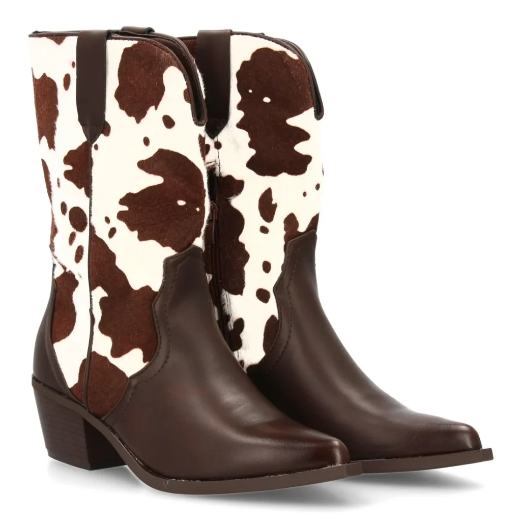 Botín cowboy con estampado animal para mujer