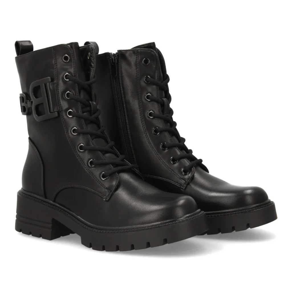Botín bota militar con detalle lateral para mujer
