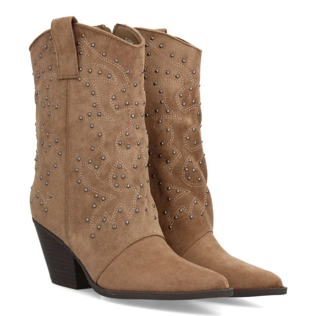 Bota cowboy con tachuelas metálicas para mujer