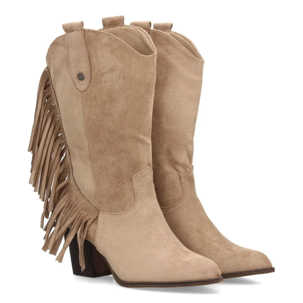 Bota cowboy con flecos laterales para mujer