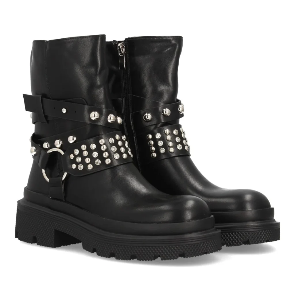 Botas con tachuelas y aro lateral para mujer