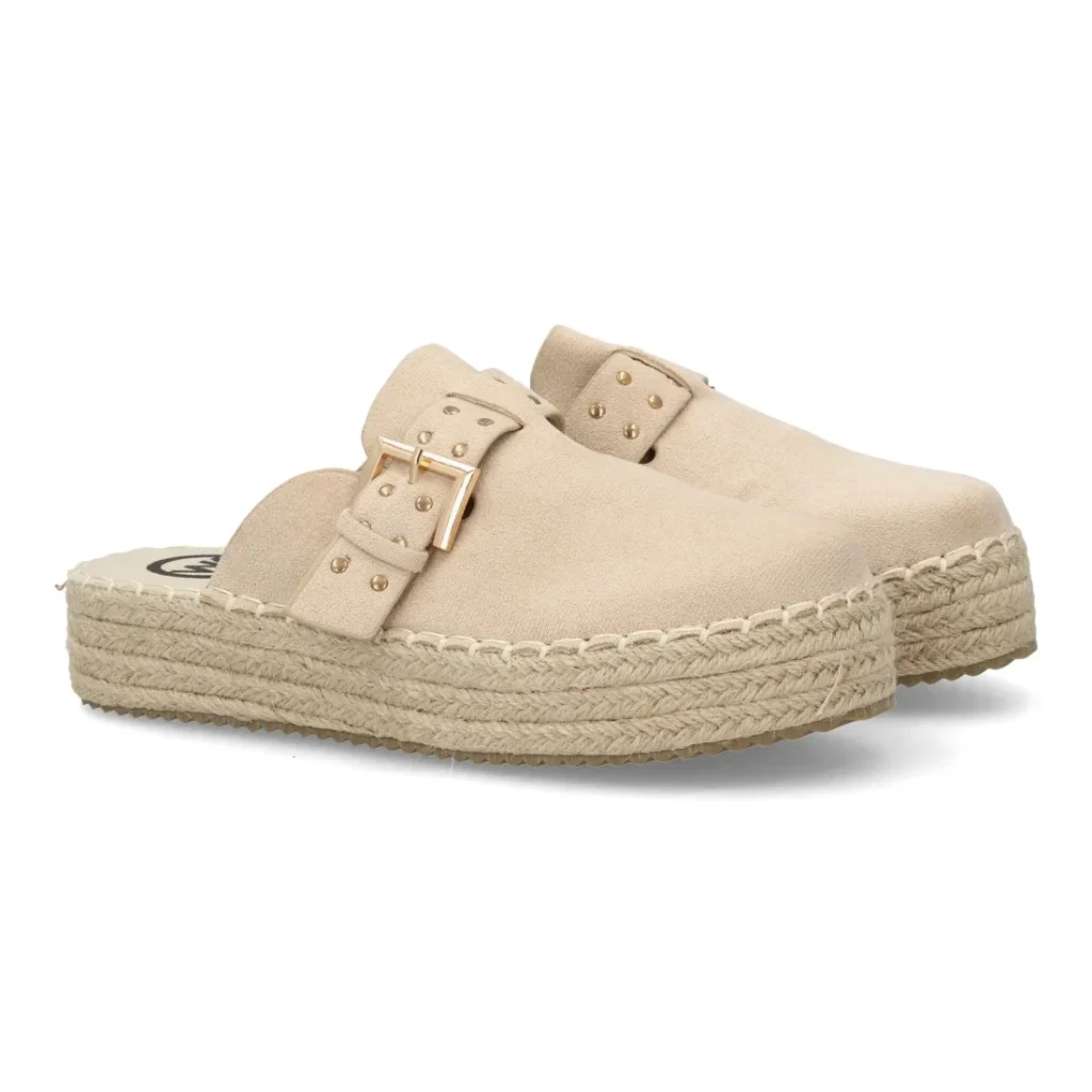 Zuecos con plataforma de yute para mujer