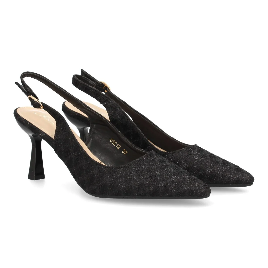 Zapato destalonado tacón fino elegante texturizado para mujer