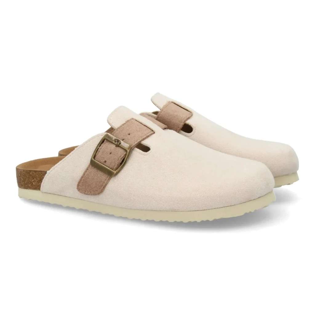 Zueco plano ancho para mujer, cómodo y elegante, planta bio (M-231E)
