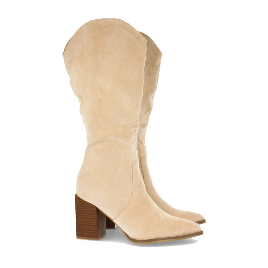 Bota de tacón cuadrado y cremallera para mujer