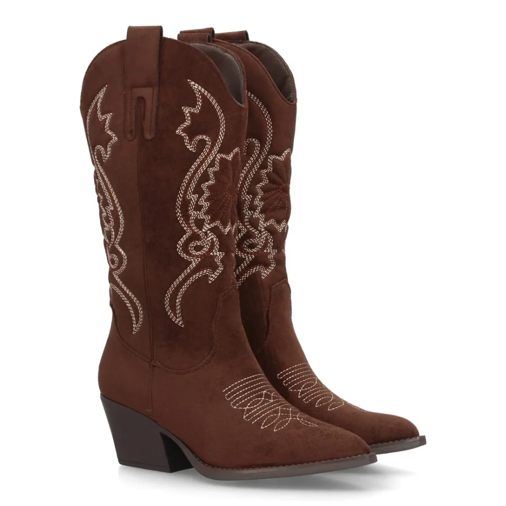 Bota cowboy de caña alta con bordados para mujer (YY-33)