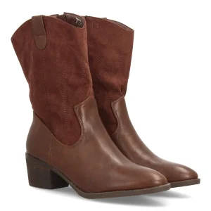 Botas cowboy bordadas de media caña doble textura para mujer