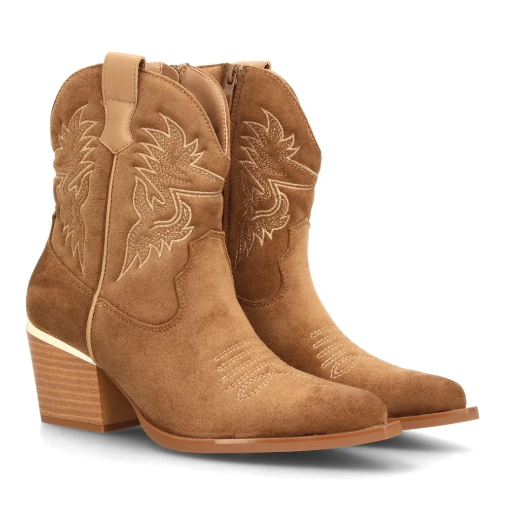 Botas cowboy bordadas con tacón ancho para mujer (VR6-3317)