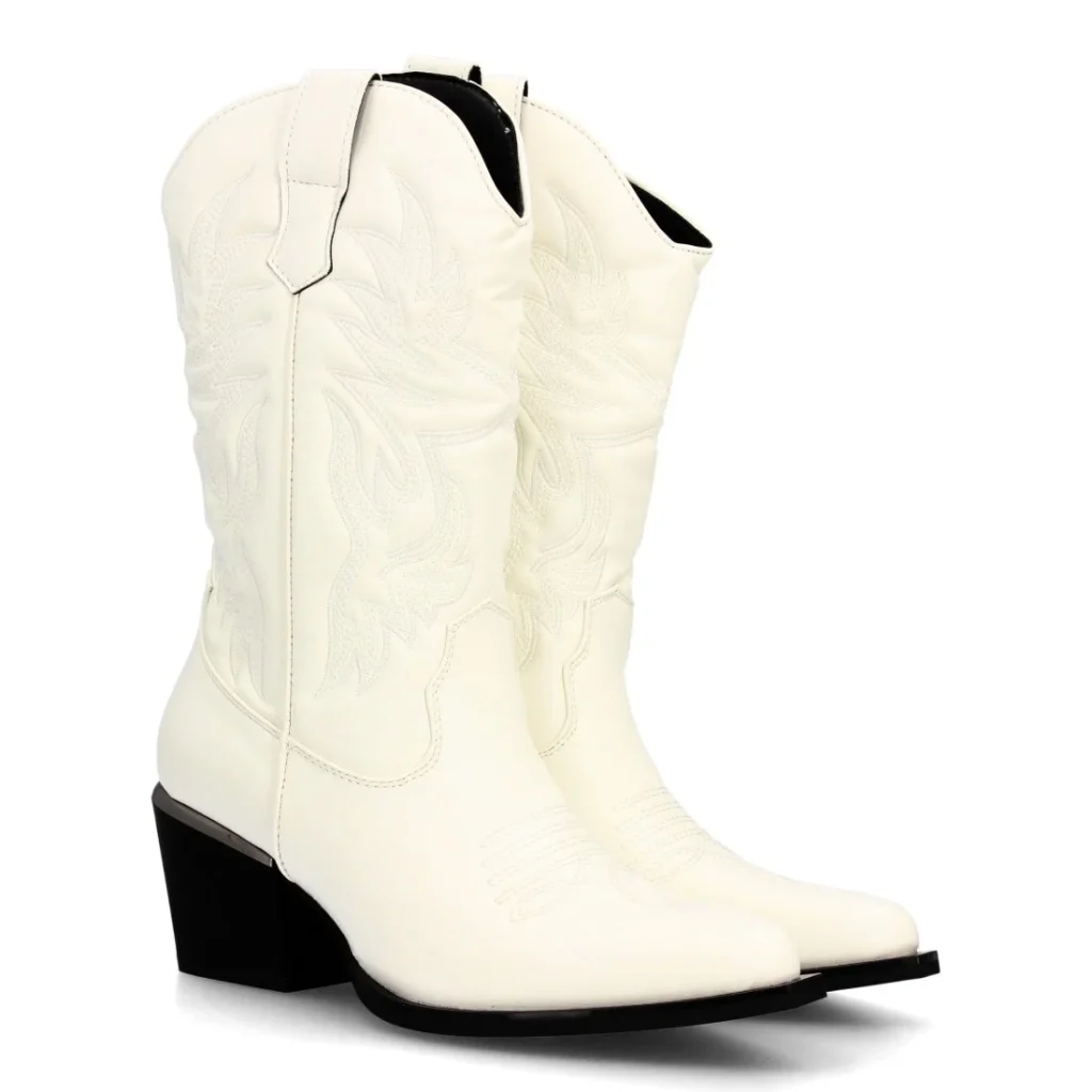 Botas cowboy bordadas con tacón ancho para mujer (VR6-3319)