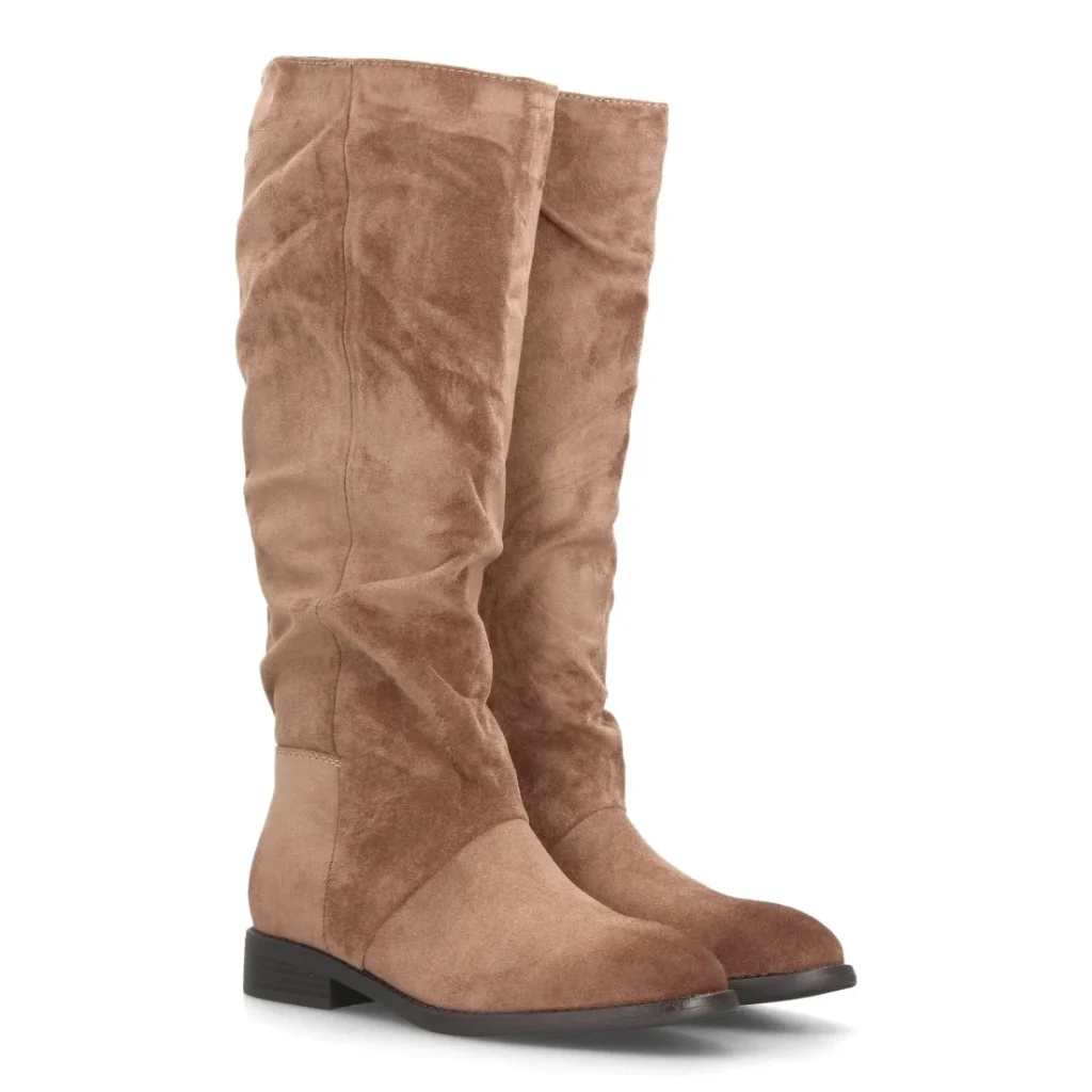 Botas altas mujer de caña arrugada y estampado liso