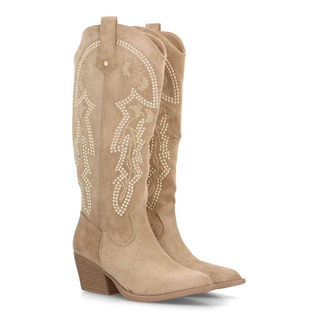 Botas cowboy altas con tachuelas decorativas para mujer