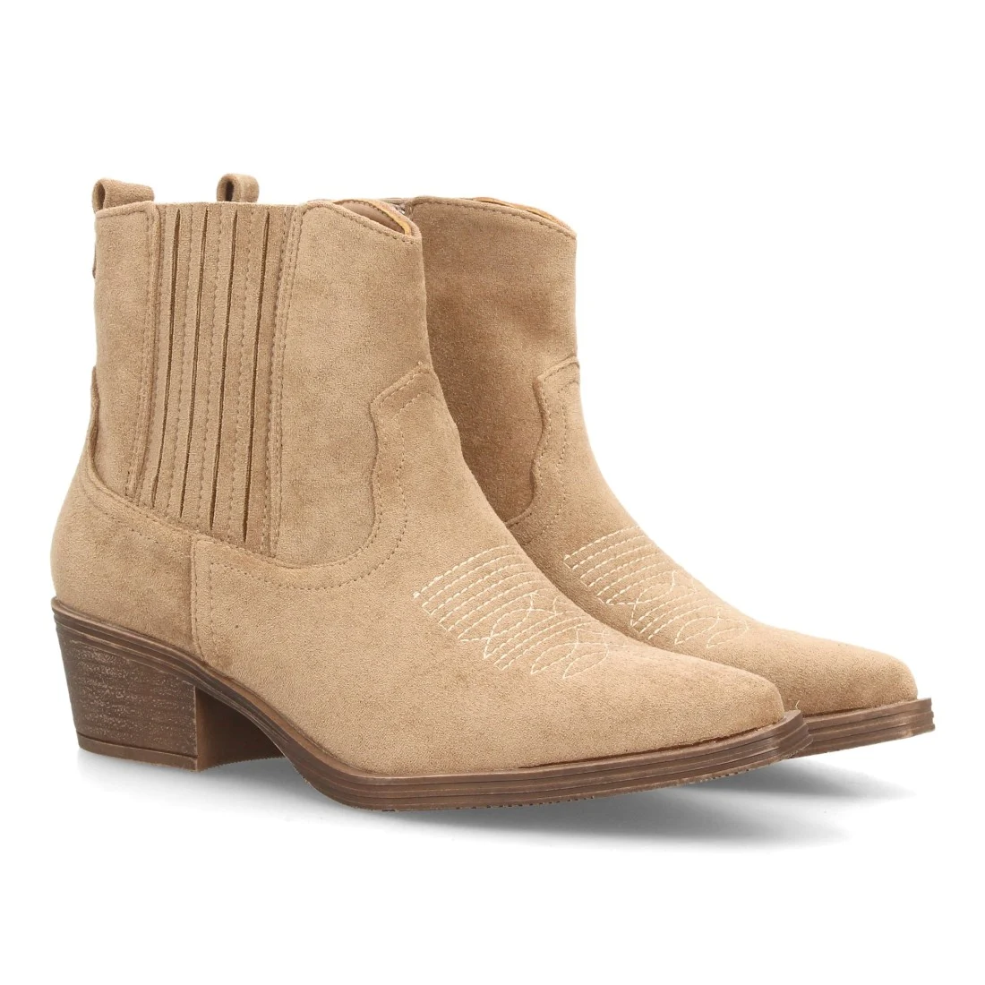 Botines bajos cowboy con bordados y tacónpara mujer