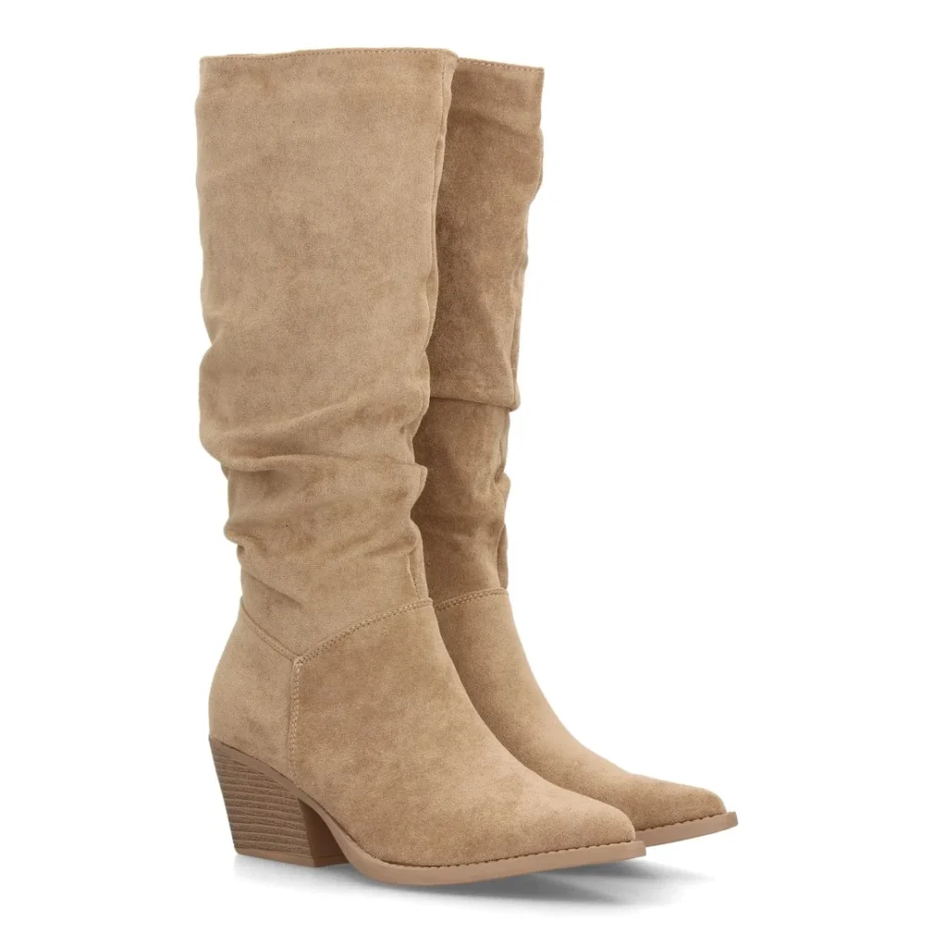 Botas altas cowboy de caña arrugada para mujer