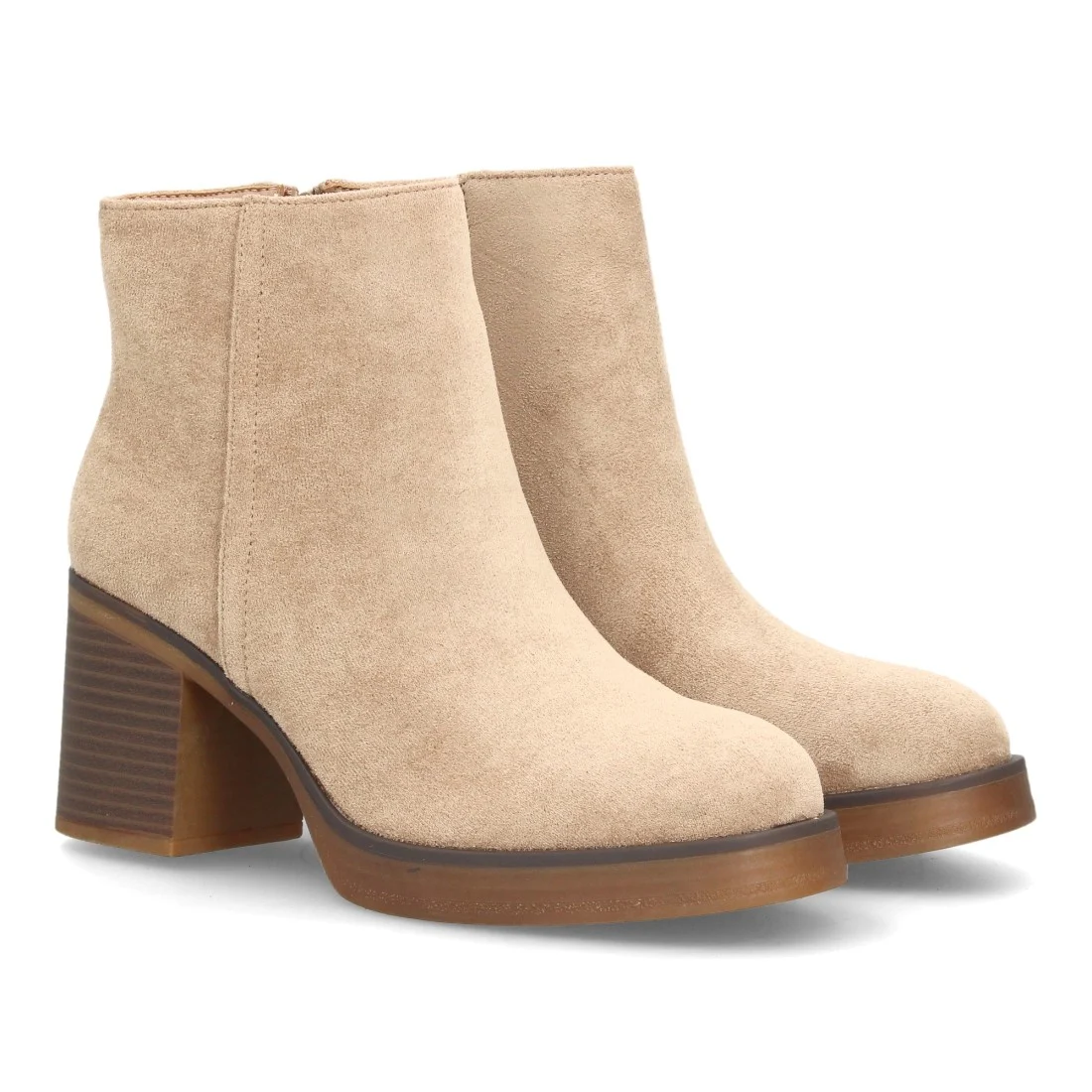 Botines mujer con tacón ancho estampado liso (YY-173)