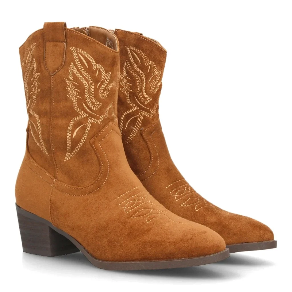 Botas cowboy bordadas con tacón ancho para mujer (YG987)