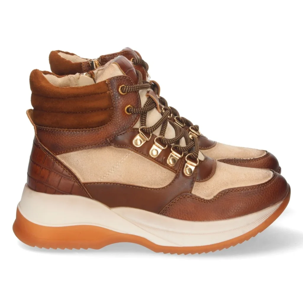 Zapatilla abotinada y acolchada con cordones para mujer