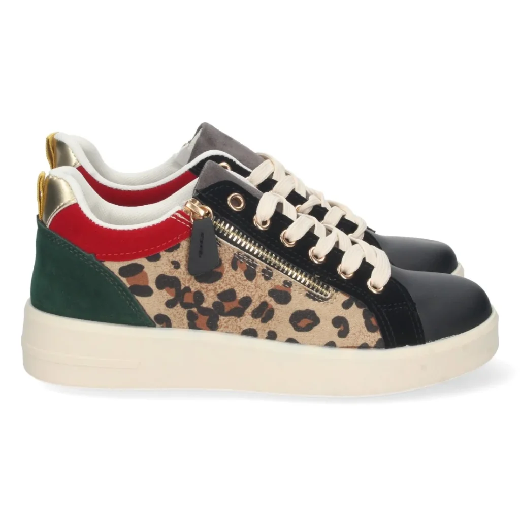 Zapatilla plana con estampado y cordones para mujer (2CD-2054)