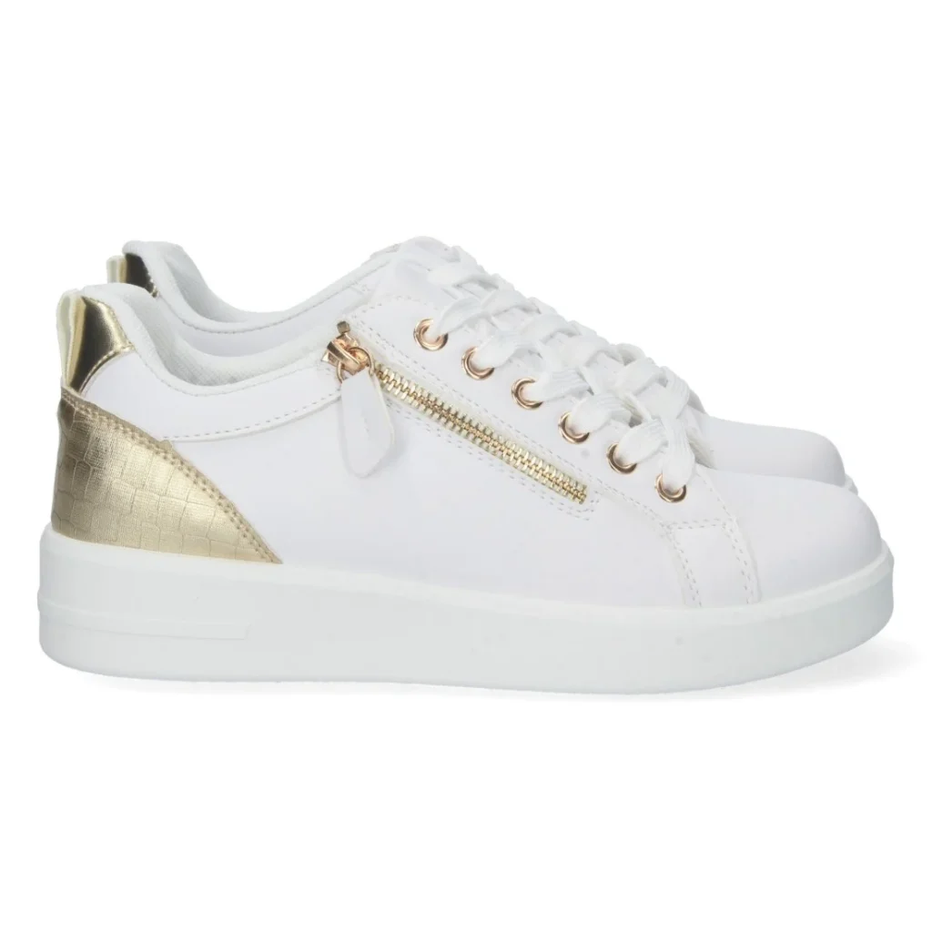 Zapatilla plana con cremallera y cordones para mujer