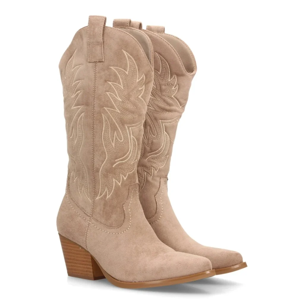 Botas cowboy bordadas con tacón para mujer