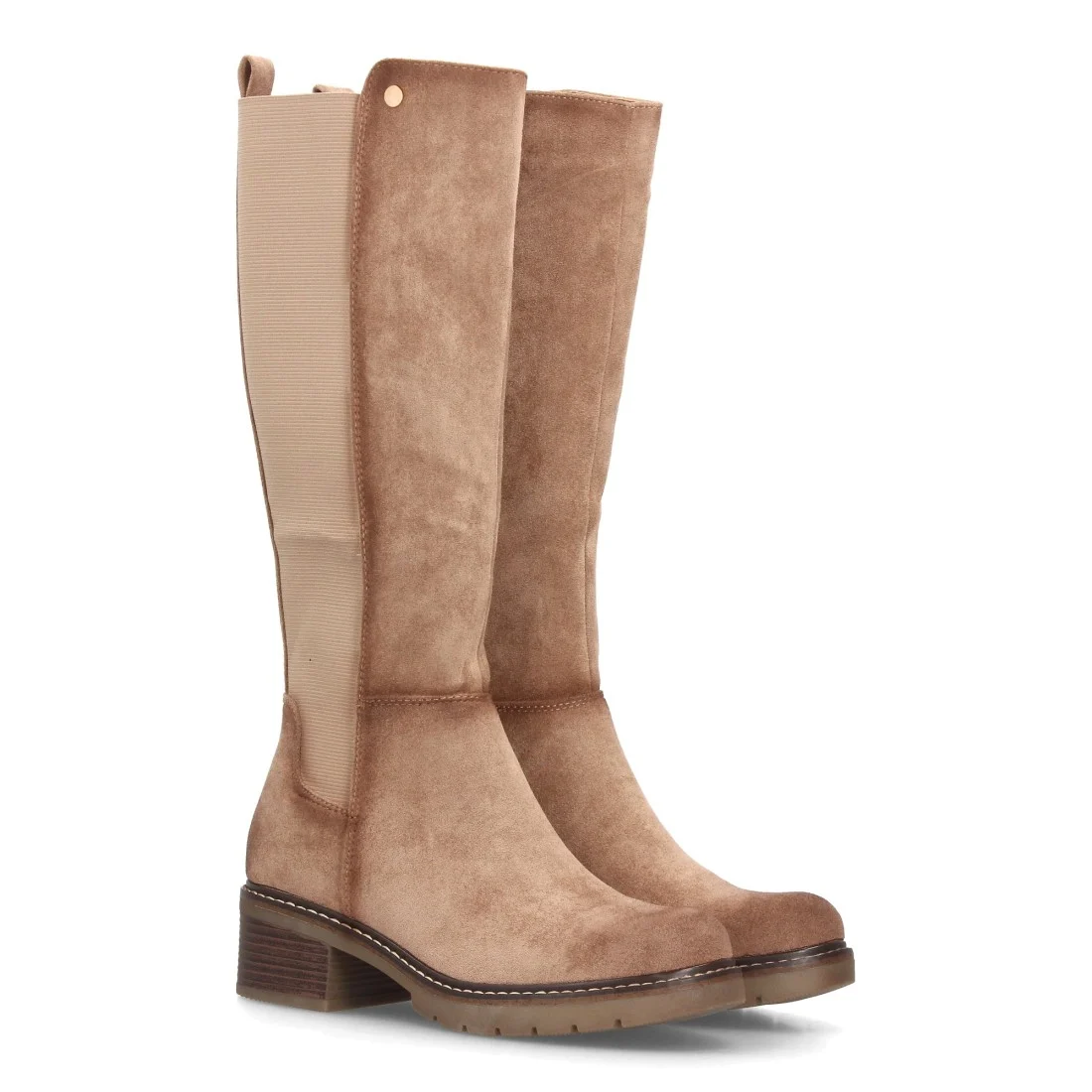 Botas altas con panel elástico lateral para mujer