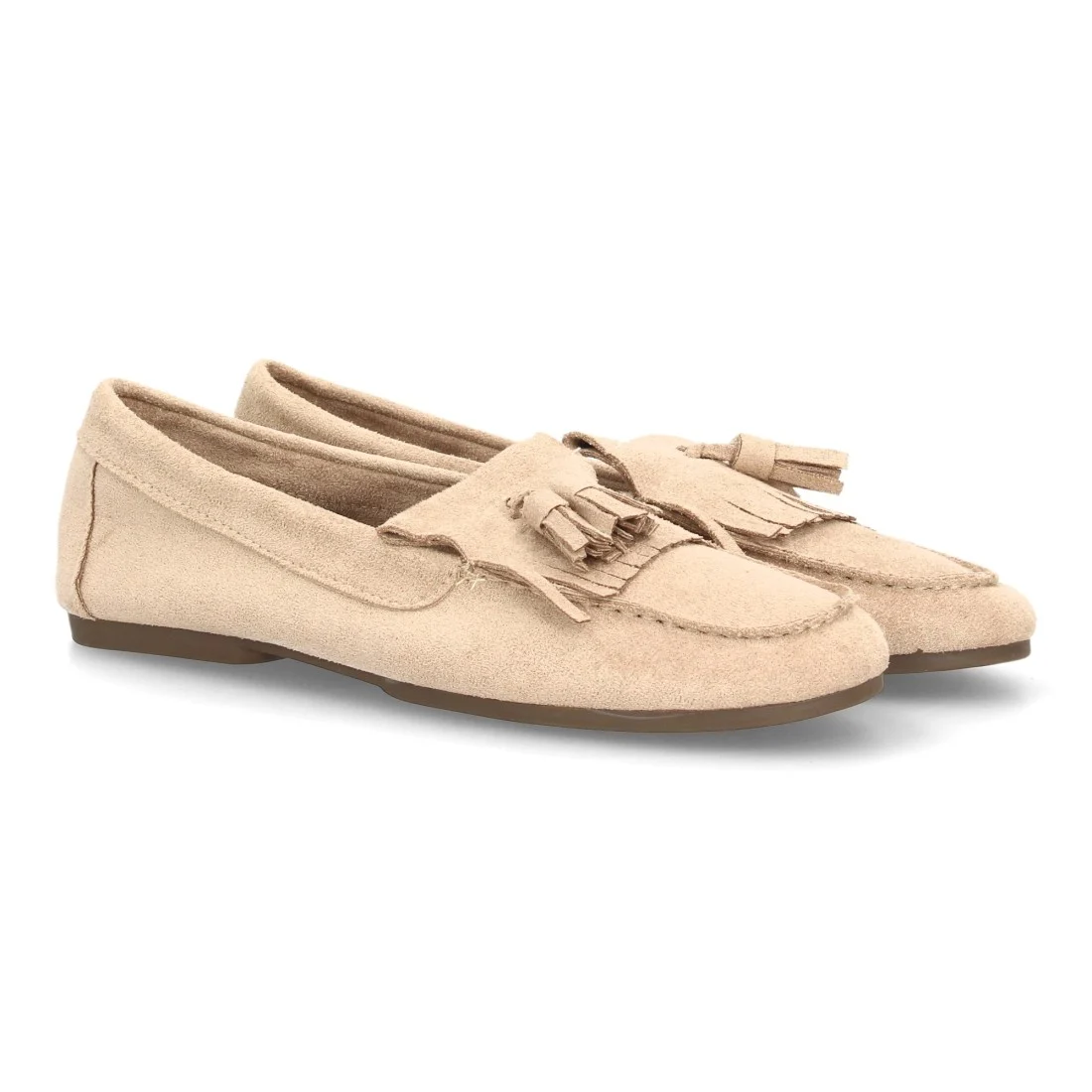 Mocasines planos con flecos y borlas para mujer