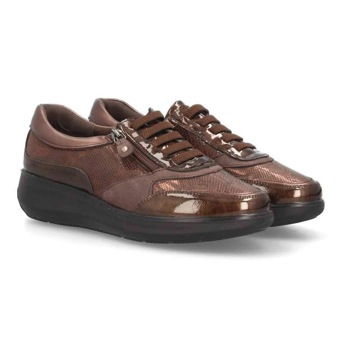 Zapatillas con cordones y cremallera lateral para mujer