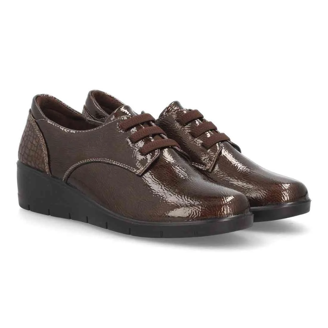 Zapatos de cuña con cordones para mujer