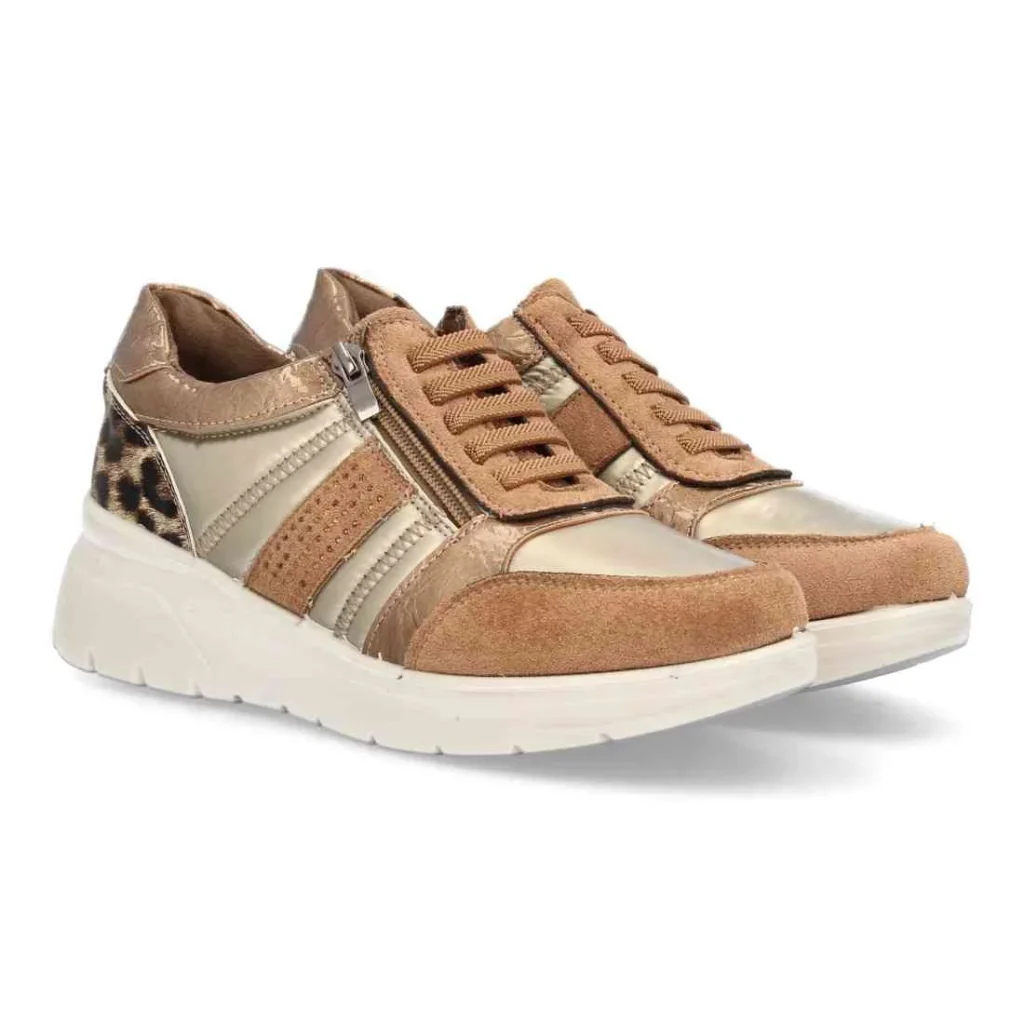 Zapatillas cuña con cremallera lateral para mujer