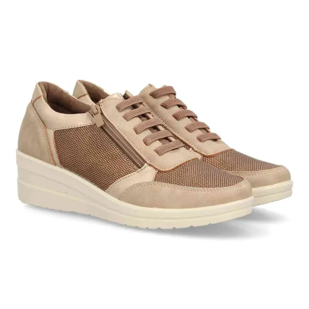 Zapatillas de cuña con cremallera lateral para mujer