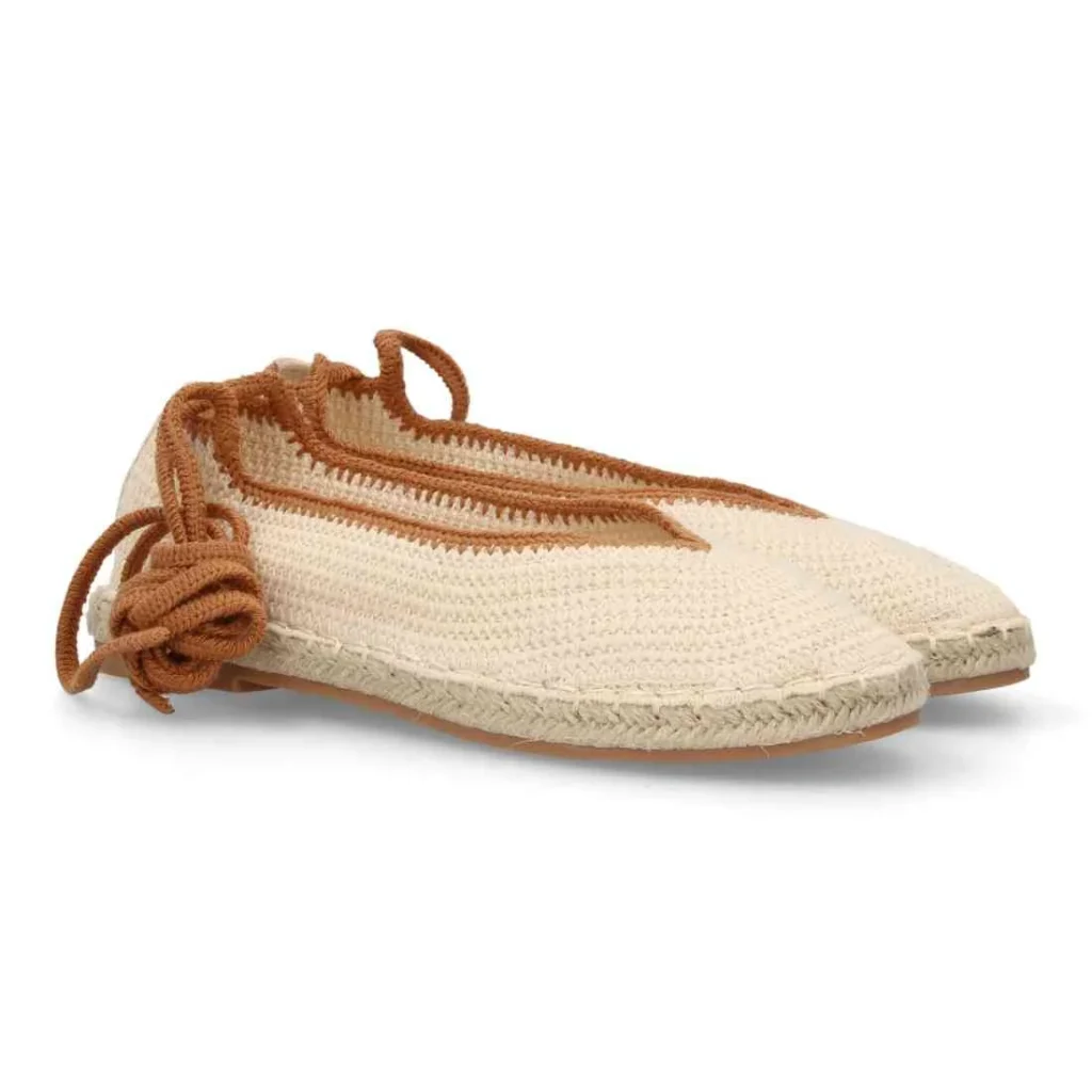 Alpargata plana mujer tejido flexible con cordones