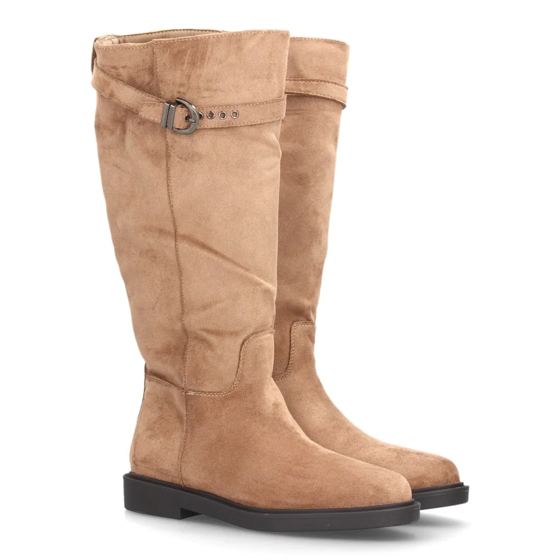 Botas altas planas con adorno metálico para mujer (YG1006)